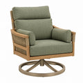 Poltrona girevole da esterno 85 x 85 x 90 cm in legno e corda verde oliva