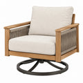 Poltrona da esterno 82 x 80 x 85 cm in legno e corda beige girevole stile contemporaneo