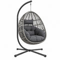 Poltrona sospesa a uovo 110 x 105 x 195 cm in metallo e rattan sintetico grigio con supporto