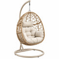 Poltrona sospesa 105 x 105 x 195 cm in intreccio beige con struttura in metallo per interno e veranda