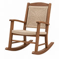 Sedia a dondolo 65 x 90 x 110 cm in legno marrone e corda beige - stile rustico