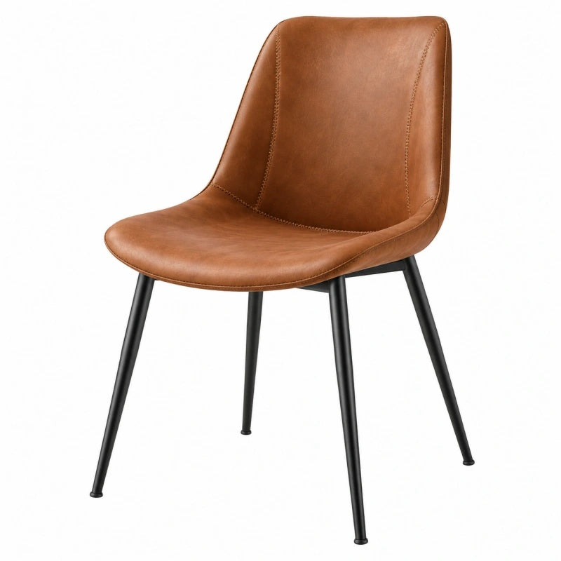 Sedia da pranzo 48 x 55 x 82 cm in similpelle marrone con gambe in metallo stile moderno