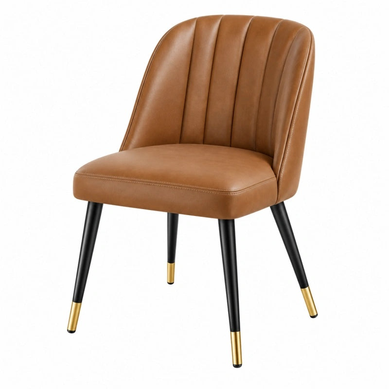Sedia da pranzo 48 x 58 x 84 cm in pelle sintetica marrone con gambe in metallo stile moderno