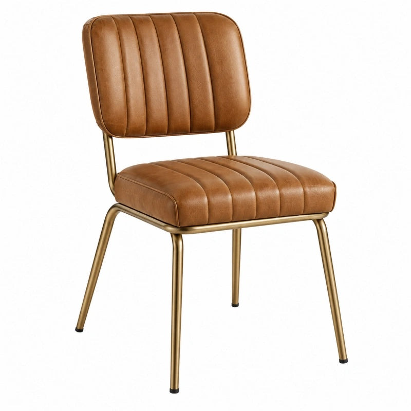 Sedia da pranzo 52 x 58 x 82 cm in similpelle cognac con struttura in metallo dorato